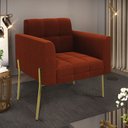 Ver imagem 2 de Poltrona Sala de Estar Pé de Ferro Dourado Elisa Bouclê Terra D03 - D'Rossi