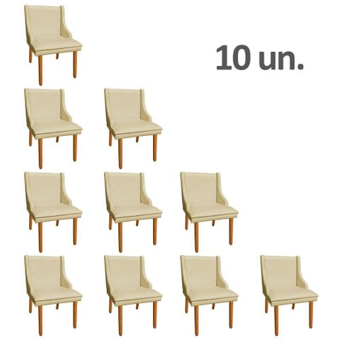 Kit 10 Cadeiras de Jantar Corino Pés Palito Bege