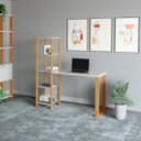 Ver imagem 1 de Mesa Escritório Mdf Industrial 1 Porta Off White/freijó F29