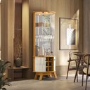 Ver imagem 1 de Cristaleira Decorativa Deker Nicho Garrafeiro Iluminação Led Espelho Mdp Cinamomo/offwhite G97 - Gra