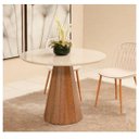 Ver imagem 2 de Mesa de Jantar Cone Base Mel Oitavada 100 Tampo Redondo com Vidro Off White