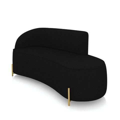 Sofá 3 Lugares Orgânico 180cm Pé Dourado Morgan Linho Preto D03 - D'Rossi