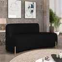Ver imagem 2 de Sofá 3 Lugares Orgânico 180cm Pé Dourado Morgan Linho Preto D03 - D'Rossi