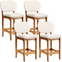 Ver imagem 1 de Kit 04 Banquetas Baixa Bar Cozinha Sala Jantar Fixa Betta L02 Imbuia Linho Cru - Lyam Decor Banqueta