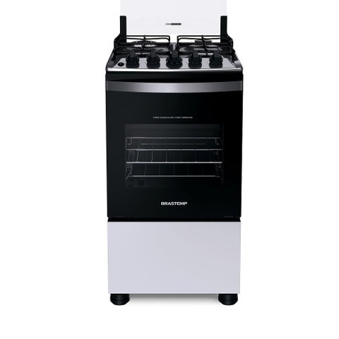Fogão de Piso Brastemp 4 Bocas com Dupla Chama Branco Bfo4ebb - Bivolt Fogão Brastemp 4 Bocas com Du