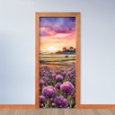 Ver imagem 2 de Adesivo de Porta - Flores Roxa Ao por do Sol