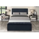 Ver imagem 2 de Kit Cabeceira e Calçadeira Vitoria 100 cm Suede Azul Marinho