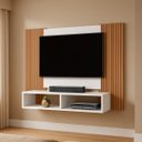 Ver imagem 1 de Painel de Tv Modelo Navi Ripado Nicho Duplo Moderno até 47":branco