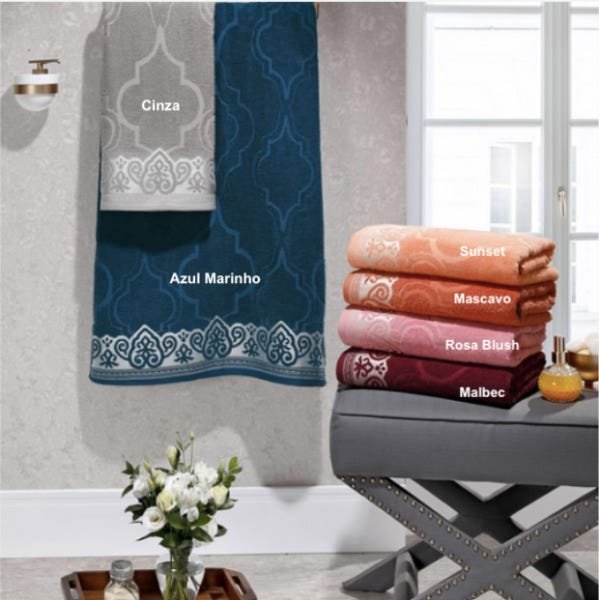 Toalha De Banho Marrocos Kit 5 Toalhas Coloridas - 70x140cm - Lufamar Cores Masculinas - 2