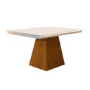 Ver imagem 1 de Mesa P/ Cozinha Luna C/ Tampo 120x80cm Flex Madeirado Vidro Canto Curvo - Imbuia/ripado 3d/off White