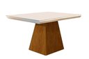 Ver imagem 1 de Mesa P/ Cozinha Luna C/ Tampo 120x80cm Flex Madeirado Vidro Canto Curvo - Imbuia/ripado 3d/off White