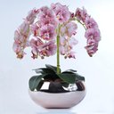 Ver imagem 1 de Arranjo de Orquídea Artificial Pintas Vinho Vaso Rose Gold