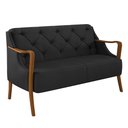 Ver imagem 1 de Poltrona Namoradeira Decorativa 2 Lugares Braços em Madeira Hand PU Preto - Gran Belo