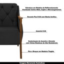 Ver imagem 4 de Poltrona Namoradeira Decorativa 2 Lugares Braços em Madeira Hand PU Preto - Gran Belo