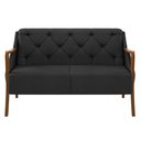 Ver imagem 6 de Poltrona Namoradeira Decorativa 2 Lugares Braços em Madeira Hand PU Preto - Gran Belo
