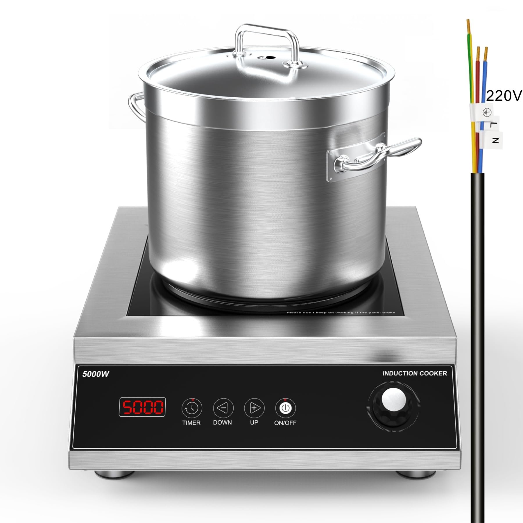 Vbgk Cooktop de Indução Profissional, 5000w, 16 Níveis, Timer 4h, 220v