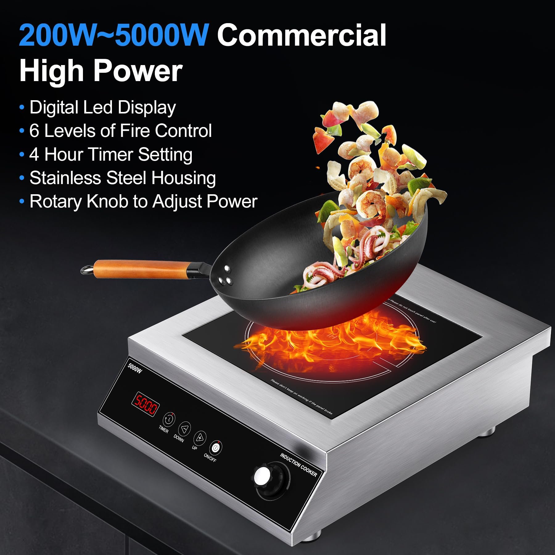 Vbgk Cooktop de Indução Profissional, 5000w, 16 Níveis, Timer 4h, 220v - 4