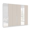 Ver imagem 2 de Guarda-roupa Casal Porto 6 Portas 4 Gavetas com Espelho Branco/creme - Politorno