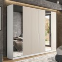 Ver imagem 1 de Guarda-roupa Casal Porto 6 Portas 4 Gavetas com Espelho Branco/creme - Politorno