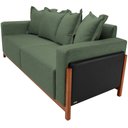 Ver imagem 6 de Sofá 03 Lugares para Sala de Estar 178 cm Khali B04 Linho Verde Couríssimo Preto - Lyam Lyam Decor
