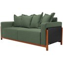 Ver imagem 2 de Sofá 03 Lugares para Sala de Estar 178 cm Khali B04 Linho Verde Couríssimo Preto - Lyam Lyam Decor