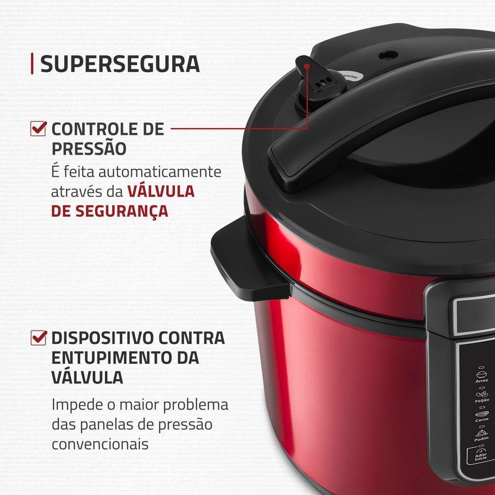 Panela de Pressão Elétrica Digital 6l Mondial Vermelho/inox Pe-60-6l-ri 127v/60hz - 3