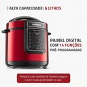 Ver imagem 4 de Panela de Pressão Elétrica Digital 6l Mondial Vermelho/inox Pe-60-6l-ri 127v/60hz