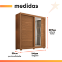 Ver imagem 4 de Guarda Roupas Casal com Espelho 2 Portas de Correr 4 Gavetas Titanium Cinamomo Zanzini