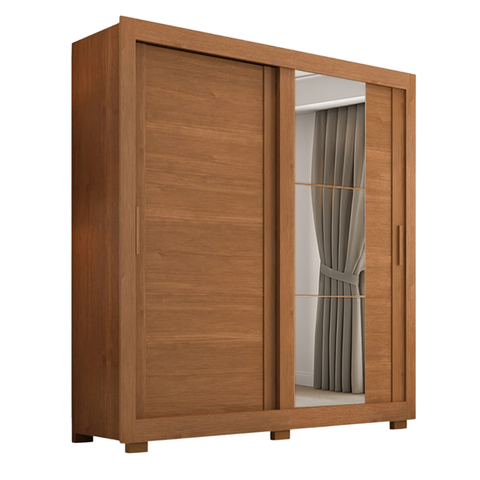 Guarda Roupas Casal com Espelho 2 Portas de Correr 4 Gavetas Titanium Cinamomo Zanzini