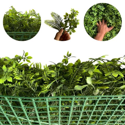 Kit 12 Painéis de Plantas Artificiais Luxo para Jardim Vertical e Parede Decorativa