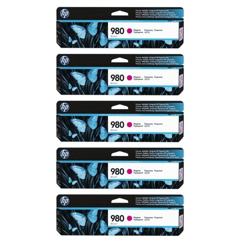 Cartucho de Tinta Hp 980 Magenta D8j08a D8j10a Ax585z X555dn X555xh X585dn X585f Kit 5x