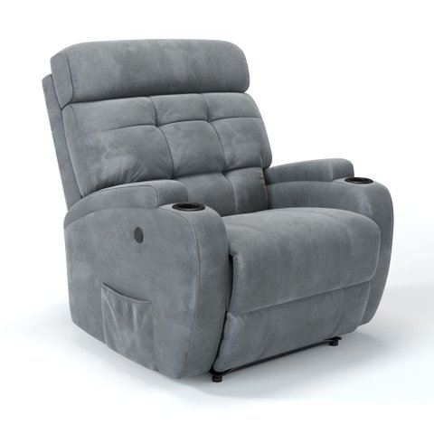 Poltrona do Papai Reclinável em Suede Cor Cinza Massagem Reclinação Elétrica - Modelo Florença