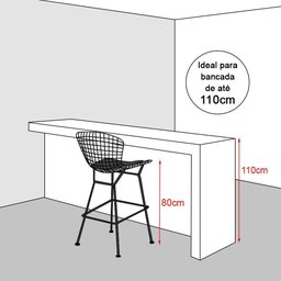 Banqueta Bertoia Cromada D80 Assento Sintético Amarelo Cor Amarelo - 2