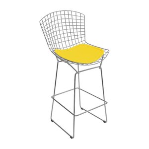 Banqueta Bertoia Cromada D80 Assento Sintético Amarelo Cor Amarelo