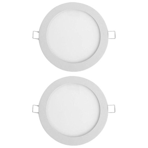 Kit 2 Painel Led 11,9x11,9 Redondo Branco Embutir 6w 6500k Foxlux