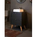 Ver imagem 2 de Gabinete para Banheiro com Tampo Cuba e Armario 60cm Retro Mdf Grafite Milano - On Móveis
