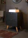 Ver imagem 2 de Gabinete para Banheiro com Tampo Cuba e Armario 60cm Retro Mdf Grafite Milano - On Móveis