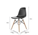 Ver imagem 2 de Cadeira Eames Dsw Preta em Polipropileno com Base Madeira para Sala de Jantar