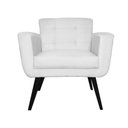 Ver imagem 2 de Poltrona Decorativa Geovana Couro Branco Pés Madeira Ms Decor