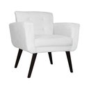 Ver imagem 1 de Poltrona Decorativa Geovana Couro Branco Pés Madeira Ms Decor