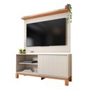 Ver imagem 2 de Rack com Painel para Tv 55 Polegadas Ripado Mondrian Off White/Freijó