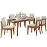 Mesa de Jantar 6 Lugares Monalisa Lady com Vidro Mel Natural/off White - Nesher - 2
