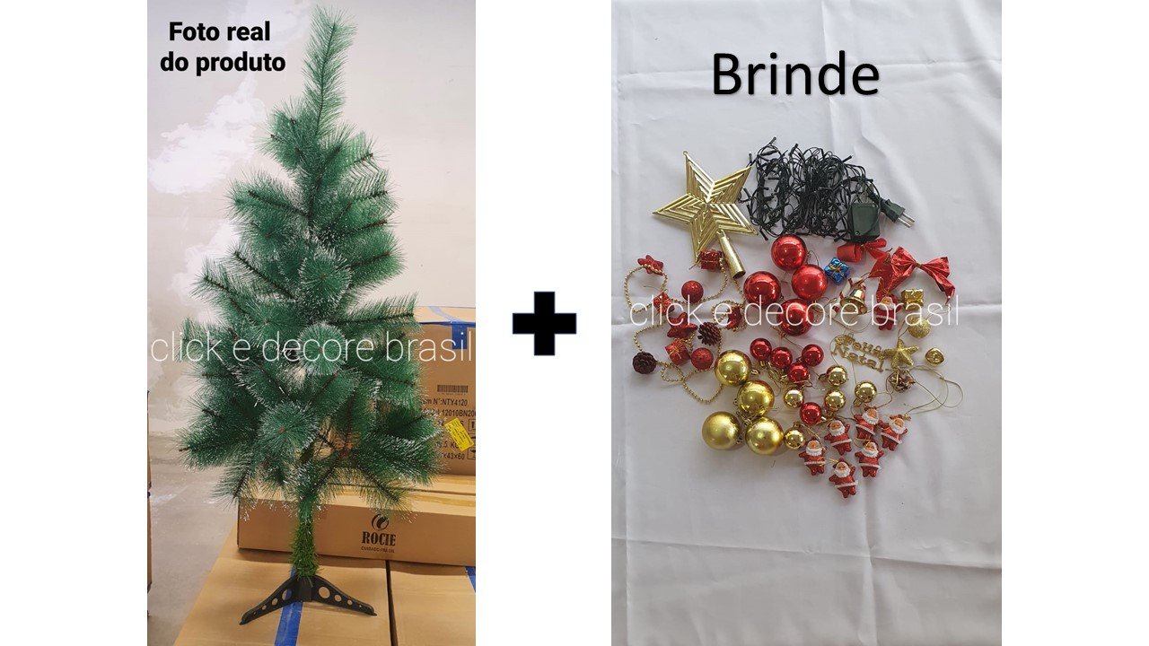 Árvore De Natal Completa Decorada Dourada Pronta P Uso 70cm - R$ 600,88