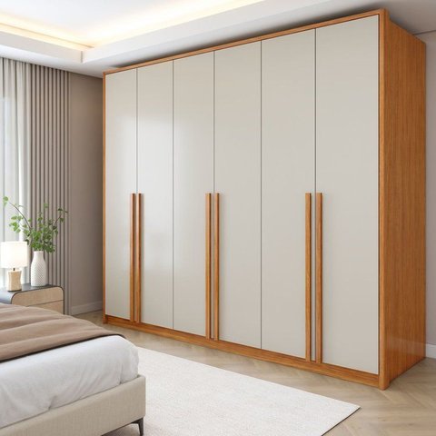 Guarda Roupa Casal 6 Portas 6 Gavetas 242,6cm Imperiale Premium Bege/Cinamomo/Off White