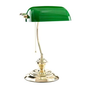 Luminária De Mesa Metal Vidro Dourado Verde Yamamura