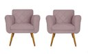 Ver imagem 1 de Jogo 02 Poltronas Estofadas Decorativas Para Consultório Isabella Suede Rosê- LM DECOR