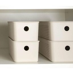 Cesto Organizador 27x12x9cm Flow Bege Caixa Organizadora 3l Lavanderia Banheiro - 2