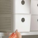 Ver imagem 5 de Cesto Organizador 27x12x9cm Flow Bege Caixa Organizadora 3l Lavanderia Banheiro