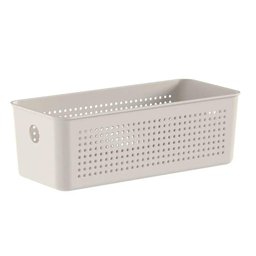 Cesto Organizador 27x12x9cm Flow Bege Caixa Organizadora 3l Lavanderia Banheiro - 1