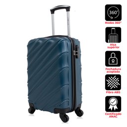 Mala Pequena de Bordo Havana, Abs, 4 Rodas e Fechadura - Azul - 4 Mala Pequena de Bordo Havana, Abs, 4 Rodas e Fechadura - Azul - 4